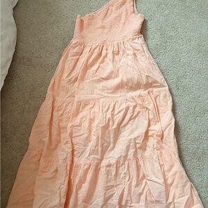 Peach One-Shoulder Womens Dress